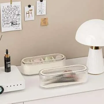 Makeup Brush Holder Organizer Clear Acrylic Makeup Sponges Organizer,Cosmetic Storage Case with Lid Display Case for Vanity (Brush Organizer)