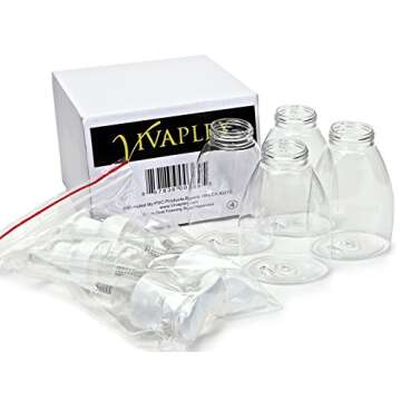 Vivaplex, 4, Clear, 8.5 oz (250 ml), Oval, Plastic Foaming Soap Dispensers, with White Pumps