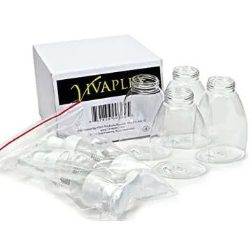 Vivaplex, 4, Clear, 8.5 oz (250 ml), Oval, Plastic Foaming Soap Dispensers, with White Pumps