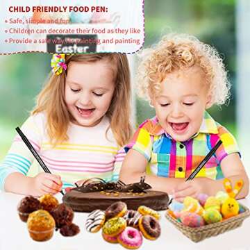 6 Pieces Fine Tip Edible Markers for Cookie Decorating Double Sided Edible Pens Cake Paint Double Sided Writer Thick Fine Tip for Painting (Black)