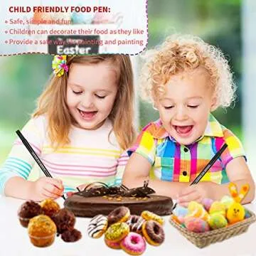 6 Pieces Fine Tip Edible Markers for Cookie Decorating Double Sided Edible Pens Cake Paint Double Sided Writer Thick Fine Tip for Painting (Black)