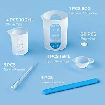 Silicone Resin Measuring Cups Tool Kit - All-in-One Resin Mixing and Pouring Set for Crafters