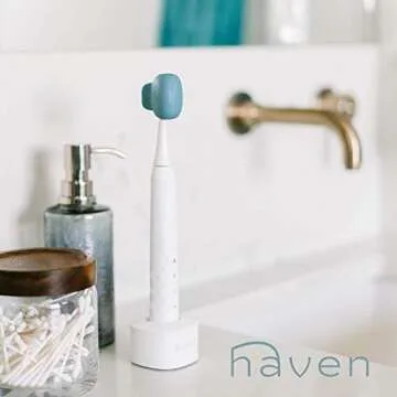 Haven Toothbrush Cover - Fits Electronic and Manual Toothbrushes - Toothbrush Case Holder for Travel - Set of Two Tooth Brush Cap Protectors (Blue and Charcoal Gray)