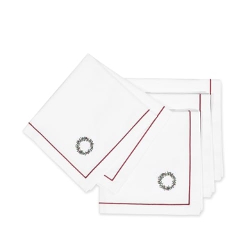 Hofdeco Premium Classic Christmas Holiday Cotton Cloth Napkins Set of 4, Washable Dinner Napkins for...