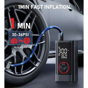 Tire Inflator Portable Air Compressor 150PSI: Cordless, Fast & Versatile for All Vehicles!