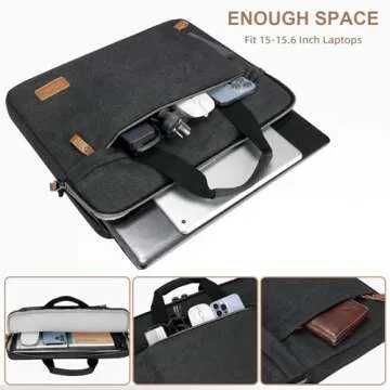 ESTARER Laptop Bag 15-17.3 Inch, Laptop Case Sleeve for Men Water-resistant Canvas Computer Bag