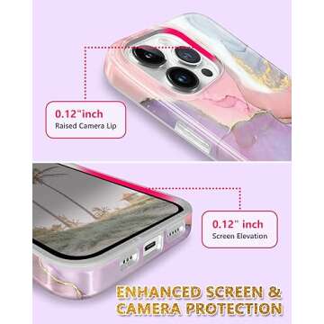 JIAXIUFEN iPhone 15 Pro Case - Glitter Marble Design