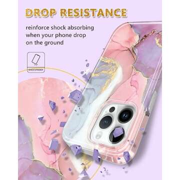 JIAXIUFEN iPhone 15 Pro Case - Glitter Marble Design