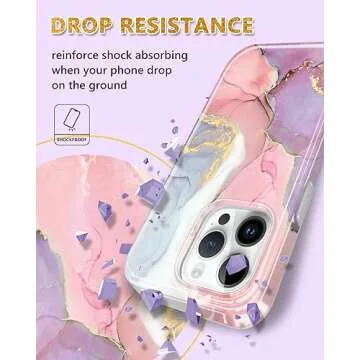 JIAXIUFEN iPhone 15 Pro Case - Glitter Marble Design