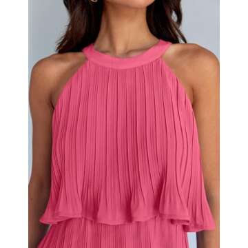 ZESICA Women's Summer Halter Ruffle Mini Dress