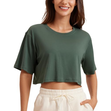CRZ YOGA Pima Cotton Crop Top for Women - Stylish & Comfortable
