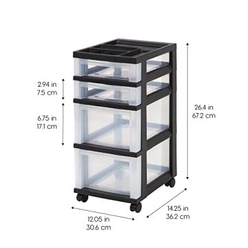 IRIS USA 4-Drawer Rolling Storage Cart with Wheels