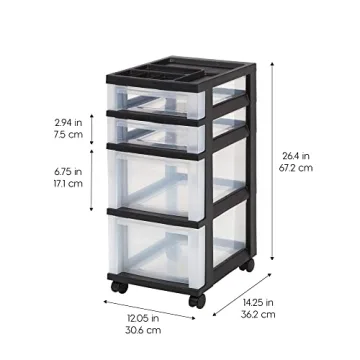 IRIS USA 4-Drawer Rolling Storage Cart with Wheels