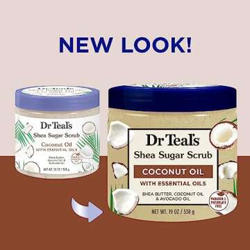 Dr Teal's Shea Sugar Body Scrub, Coconut Oil with Essential Oils, 19 oz (Pack of 3)