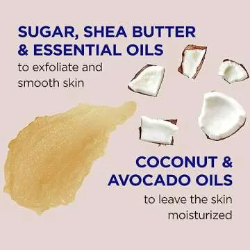 Dr Teal's Shea Sugar Body Scrub, Coconut Oil with Essential Oils, 19 oz (Pack of 3)