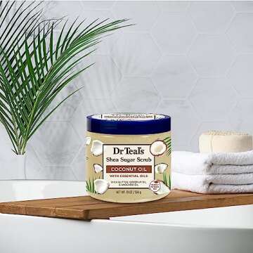 Dr Teal's Shea Sugar Body Scrub, Coconut Oil with Essential Oils, 19 oz (Pack of 3)