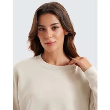 CRZ YOGA Womens SoftAura Crewneck Sweatshirt Long Sleeve Workout Casual Pullover Basic Fall Tops Mojave Tan Large