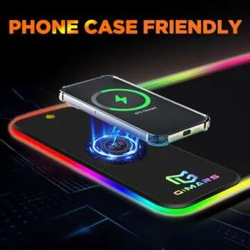 Gimars RGB Gaming Mouse Pad,15W Wireless Charging Mousepad with 10 Light Modes, Large Mousepad with Premium Smooth Surface, Non-Slip Mouse Mat for Gaming, Desk, PC,Office, 31.5x11.8x0.16inch