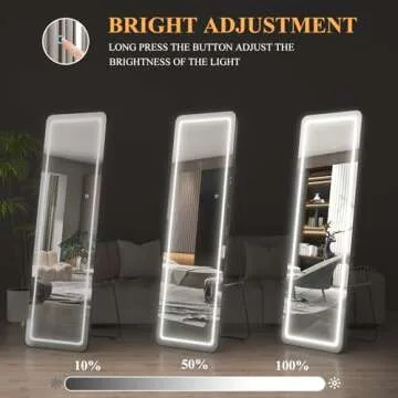 EDTEMI Full Length Mirror Lighted 63"x20", Body Mirror with Lights-LED Stand up Wall Mounted Hanging Mirror, Bedroom Full Size Mirror with Dimming & 3 Color Modes (Black)