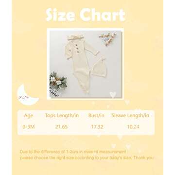 MoryGooder Newborn Cotton Nightgowns Neutral Knotted Sleeper Baby Coming Home Outfit (White,0-6 Months)