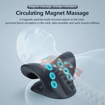 SoftSense Neck and Shoulder Relaxer, Cervical Neck Traction Device Neck Stretcher with Magnetic Therapy, Cervical Spine Alignment, Chiropractic Pillow, Neck Massager for TMJ Pain Relief (Black)