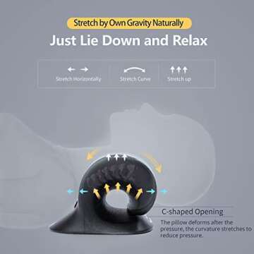 SoftSense Neck and Shoulder Relaxer, Cervical Neck Traction Device Neck Stretcher with Magnetic Therapy, Cervical Spine Alignment, Chiropractic Pillow, Neck Massager for TMJ Pain Relief (Black)