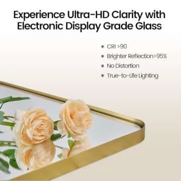 Elegant Brushed Gold Metal Pivot Bathroom Mirror 24x36