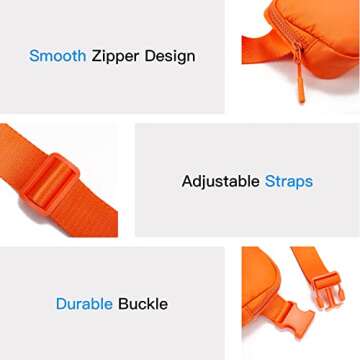 Telena Belt Bag for Women Men Fashionable Crossbody Fanny Pack for Women Waist Bag with Adjustable Strap Orange