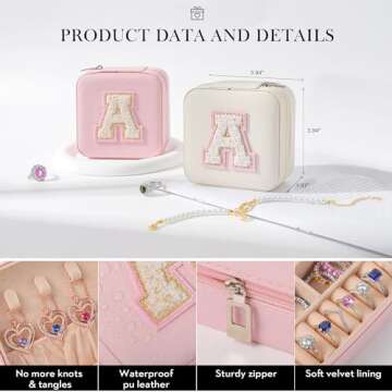 Personalized Travel Jewelry Box Gift for Women and Girls