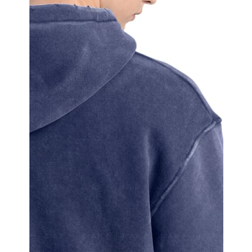 Dnzzs Oversized Acid Wash Hoodie for Men in Royal Blue