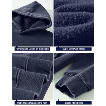 Dnzzs Oversized Acid Wash Hoodie for Men in Royal Blue