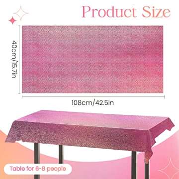Just Shimmer 2 pcs Pink Holographic Plastic Tablecloths Laser Table Covers 40" x 108" Foil Disposabl...