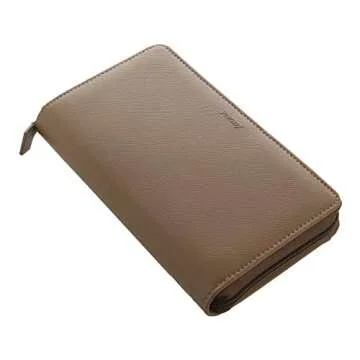 Filofax 2021 Saffiano Zip Fawn - Personal Compact, 6 Rings, Includes Week On 2 Pages Calendar Diary, Multilingual (C028759-21)