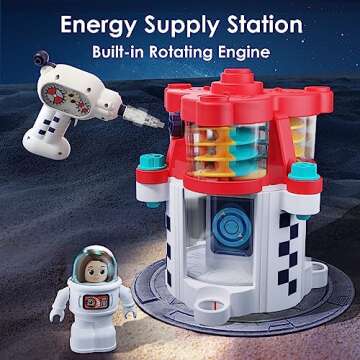 iPlay, iLearn Rocket Space Toys, Kids Spaceship Playset W/Space Shuttle, 2 Astronauts, Educational STEM Take Apart Outer Space Adventure W/Electric Drill, Gift for 3 4 5 6 7 8 Year Old Boy Girl
