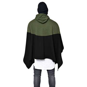Demetory Men's Oversized Batwing Sleeves Hooded Poncho Cape