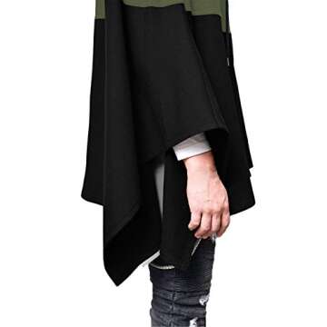 Demetory Men's Oversized Batwing Sleeves Hooded Poncho Cape