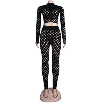 Ophestin Women Sexy 2 Piece Outfits Crop Top Bodycon Pants Set Tracksuit Black XL