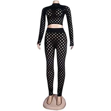 Ophestin Women Sexy 2 Piece Outfits Crop Top Bodycon Pants Set Tracksuit Black XL