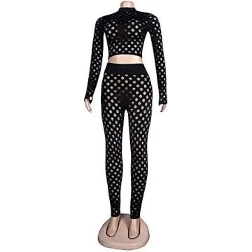 Ophestin Women Sexy 2 Piece Outfits Crop Top Bodycon Pants Set Tracksuit Black XL