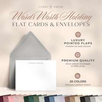 Curio Press Personalized Stationery Note Cards and Envelopes - Custom Greeting Cards