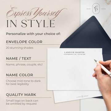 Curio Press Custom Personalized Stationery Cards Set