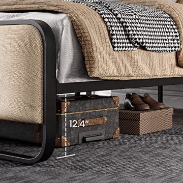 SHA CERLIN Queen Size Bed Frame with Curved Headboard