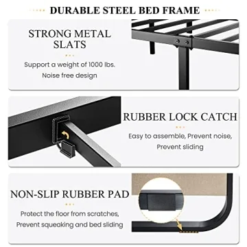 SHA CERLIN Queen Size Bed Frame with Curved Headboard