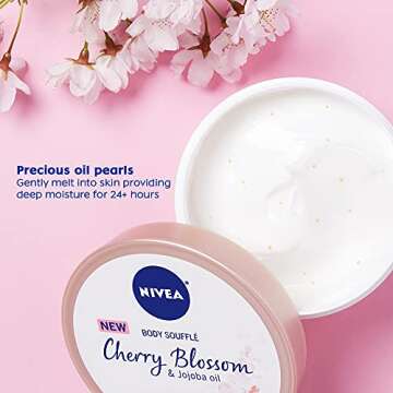 NIVEA Fresh Bloom Gift Box, NIVEA Lotion and NIVEA Body Souffle, Cherry Blossom and Jojoba Oil, 2 Piece Skin Care Gift Set