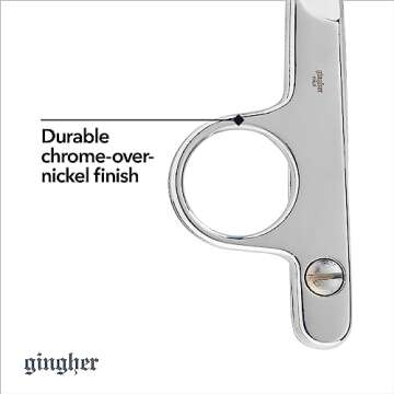 Gingher Spring-Action Knife-Edge Thread Nippers - 4.5" Stainless Steel Shears - Sharp Knife Edge Fabric Scissors with Protective Leather Sheath - Silver