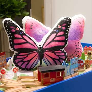 JWH Colorful 3D Butterfly Pillow Decorative Animal Throw Pillow Print Accent Pillow Stuffed Cushion Bed Bedroom Couch Bedroom 13x18 Inch Purple Red