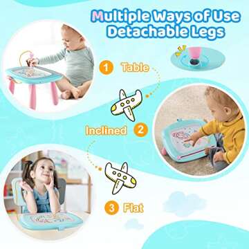 Kikidex Toddlers Toys Age 1-3, Magnetic Drawing Board, Toddler Girl Toys for 1-2 Year Old, Doodle Board Pad Learning and Educational Toys for 1 2 3 Year Old Baby Kids Birthday Gift (Mint Blue)