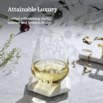 Libbey Signature Greenwich Stemless Wine Glasses Set of 6, Modern Wine Glasses for Red and White Wine, Ideal Kitchen Christmas Gifts for All Occasions