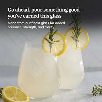 Libbey Signature Greenwich Stemless Wine Glasses Set of 6, Modern Wine Glasses for Red and White Wine, Ideal Kitchen Christmas Gifts for All Occasions