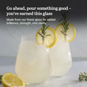 Libbey Signature Greenwich Stemless Wine Glasses Set of 6, Modern Wine Glasses for Red and White Wine, Ideal Kitchen Christmas Gifts for All Occasions